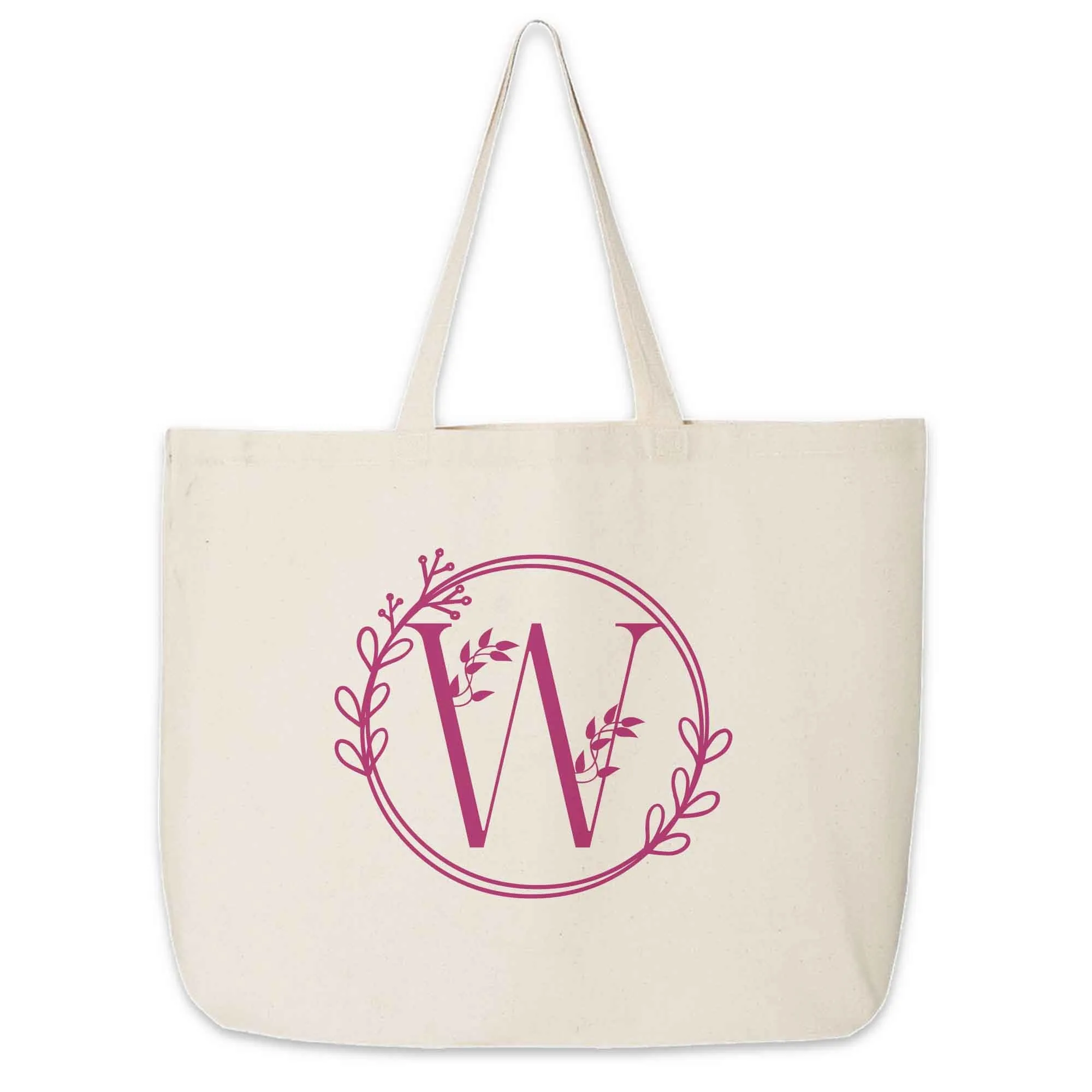 Monogrammed Tote Bag Personalized a Floral Theme Design