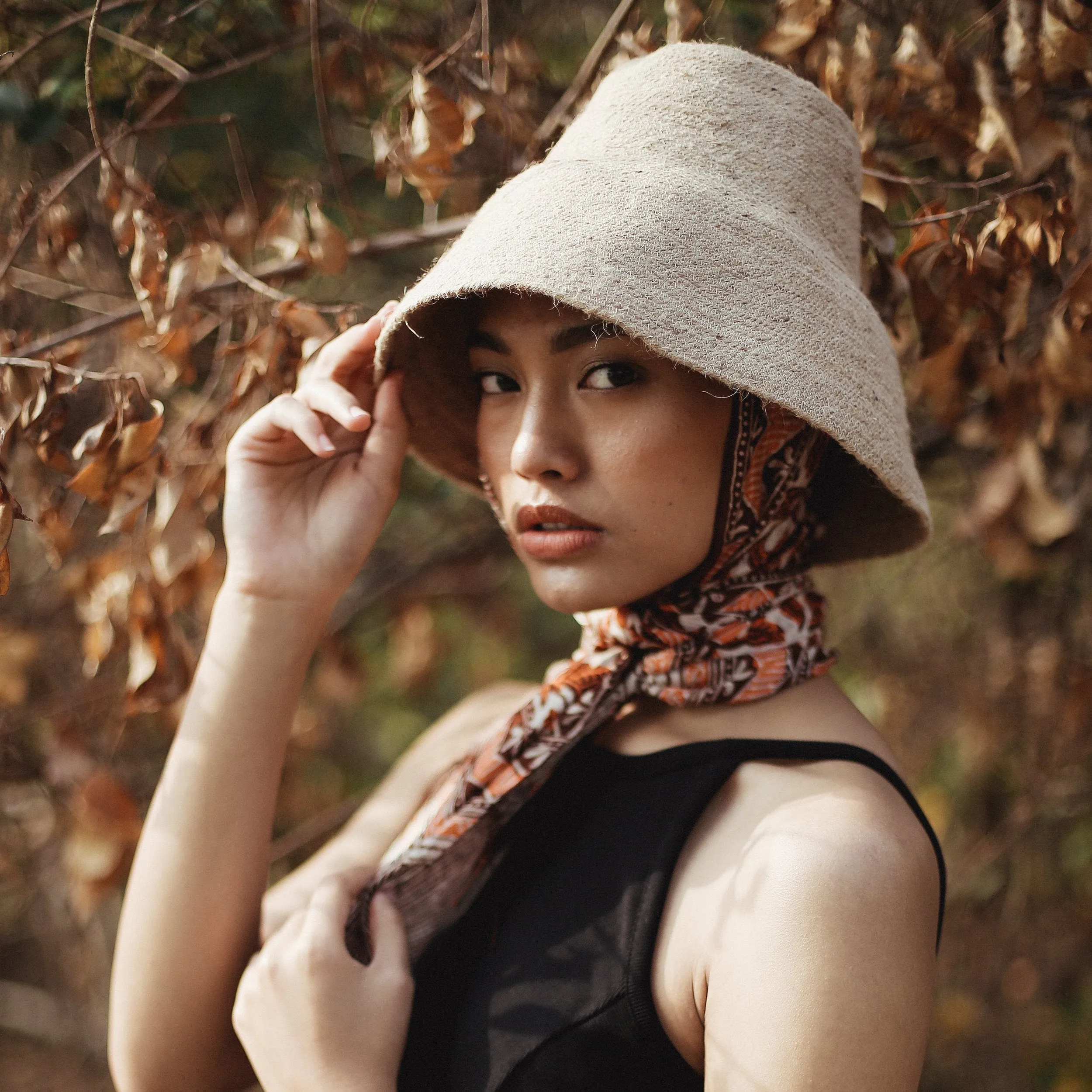 NAOMI Jute Bucket Hat, in Nude Beige