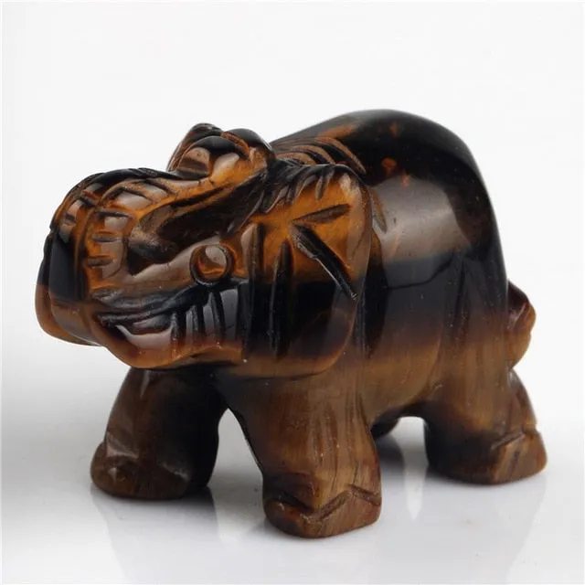 NATURAL STONE CARVED ELEPHANT REIKI CRYSTAL