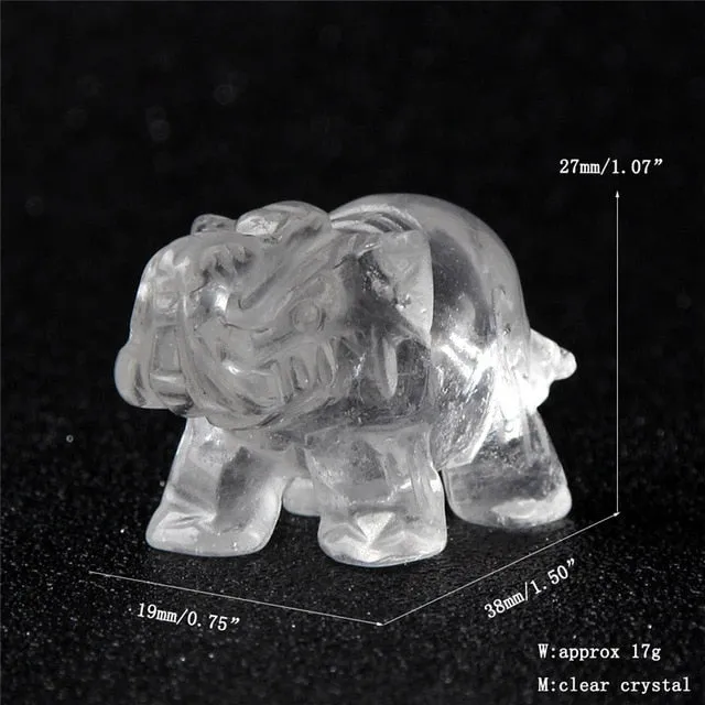 NATURAL STONE CARVED ELEPHANT REIKI CRYSTAL