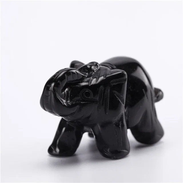 NATURAL STONE CARVED ELEPHANT REIKI CRYSTAL