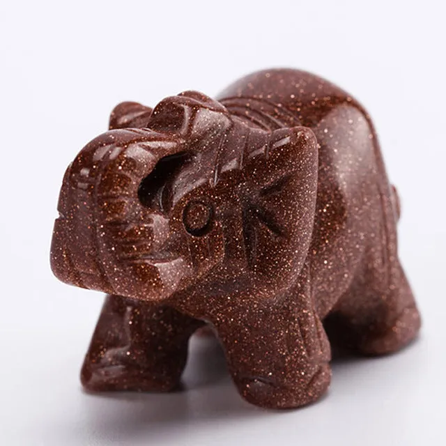 NATURAL STONE CARVED ELEPHANT REIKI CRYSTAL