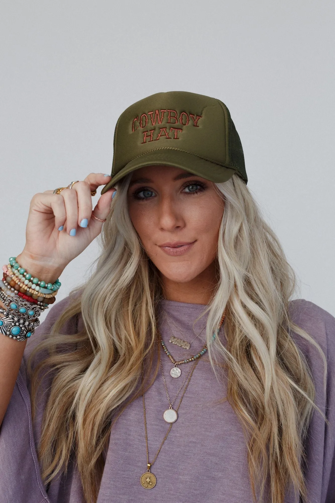 Not Your Cowboy Trucker Hat - Olive