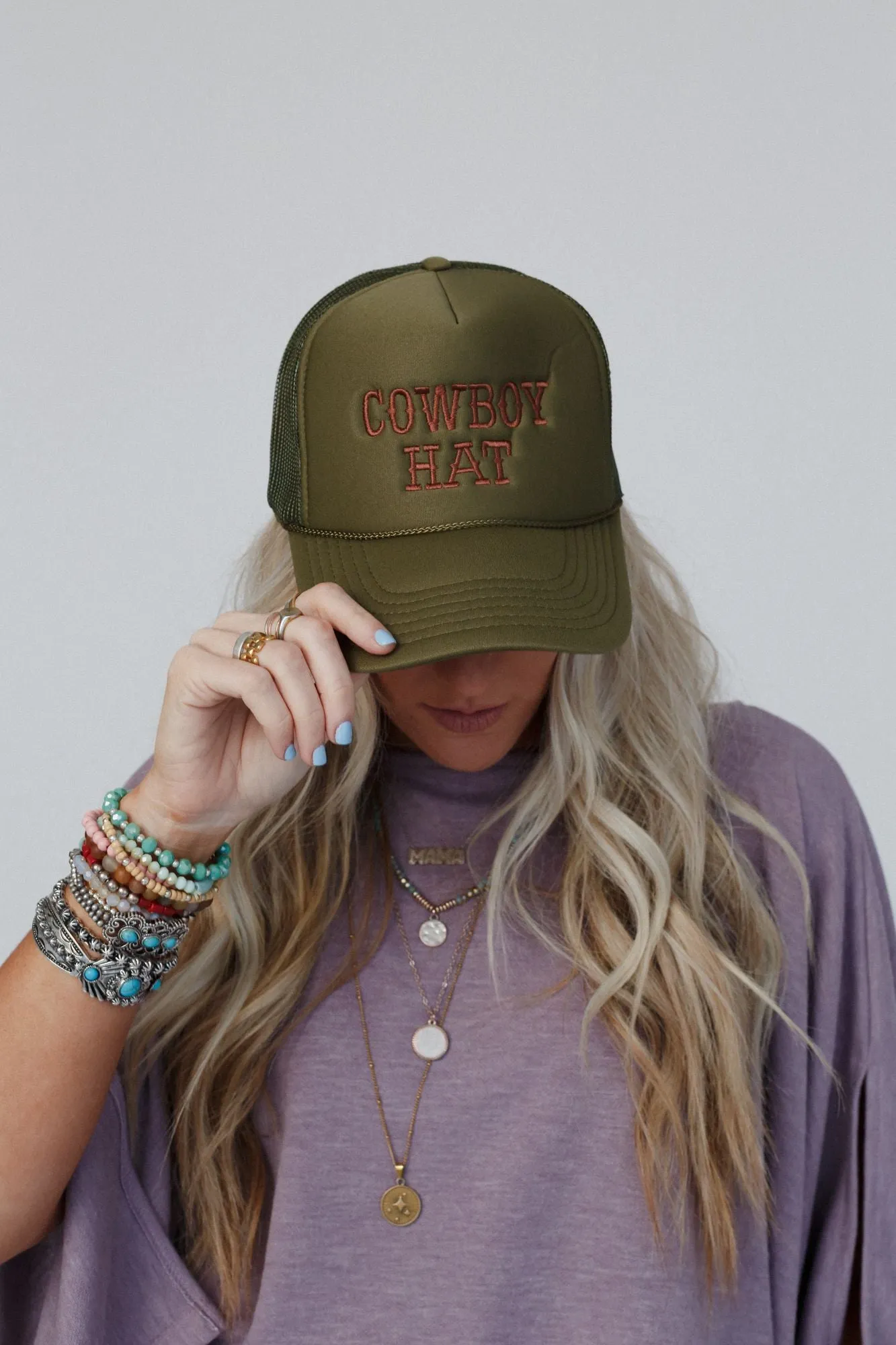 Not Your Cowboy Trucker Hat - Olive