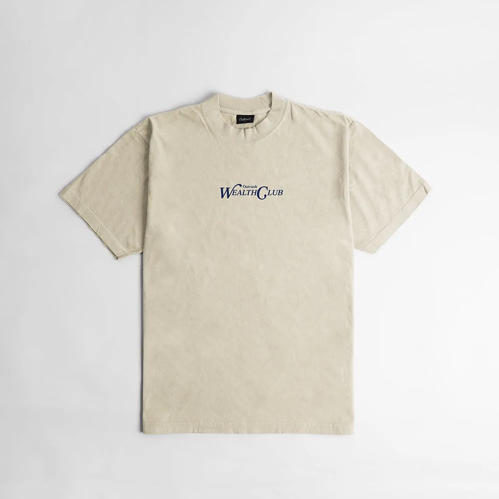 OR Wealth Club Ultra Heavyweight Embroidered T-shirt- Cream