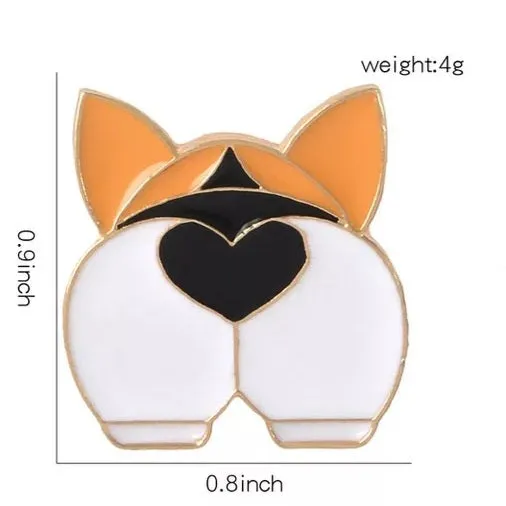 Orange And Black Heart Corgi Butts - Enamel Pins