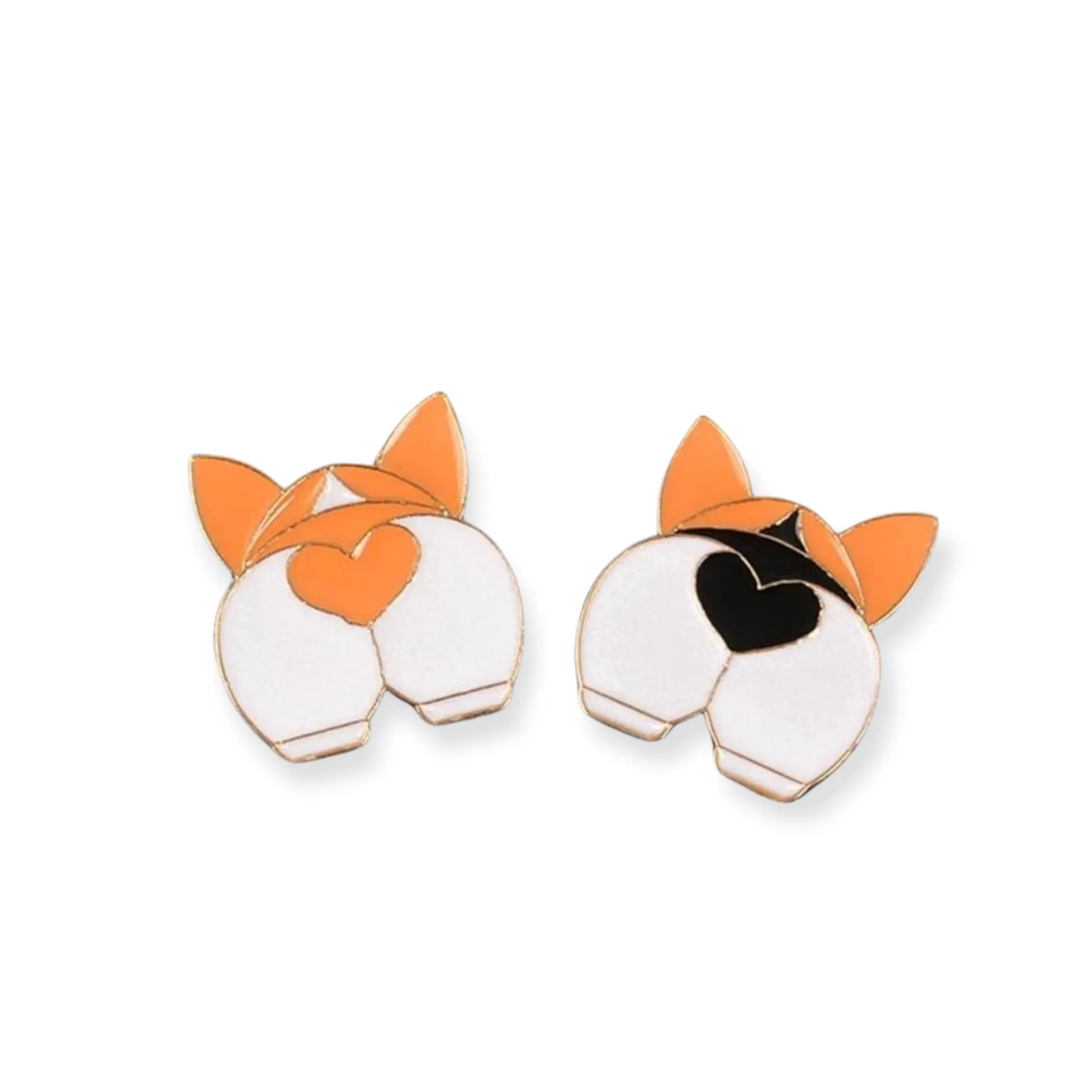 Orange And Black Heart Corgi Butts - Enamel Pins