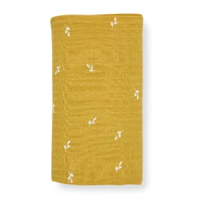 Organic Cotton Muslin Swaddle/Blanket  -Solid Mustard Yellow Towel