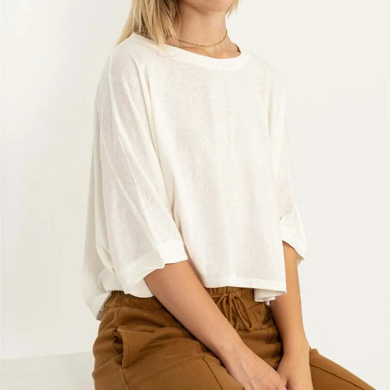 Oversized Drop Shoulder Cropped Basic Tee