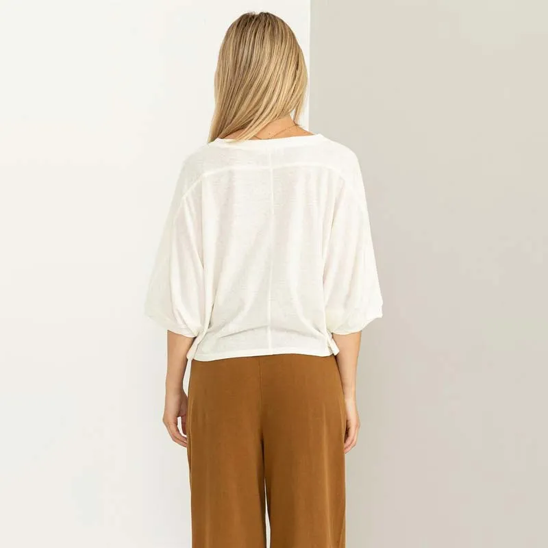 Oversized Drop Shoulder Cropped Basic Tee