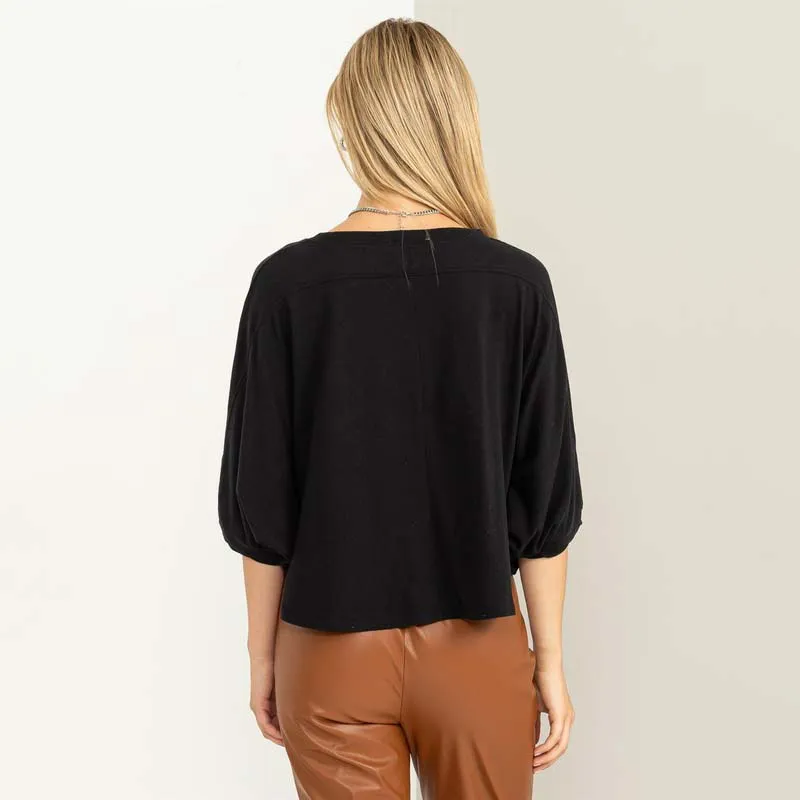 Oversized Drop Shoulder Cropped Basic Tee