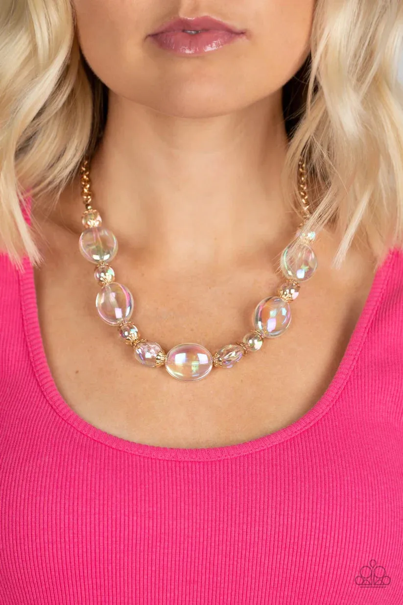 Paparazzi Prismatic Magic Gold Necklace & Earring Set