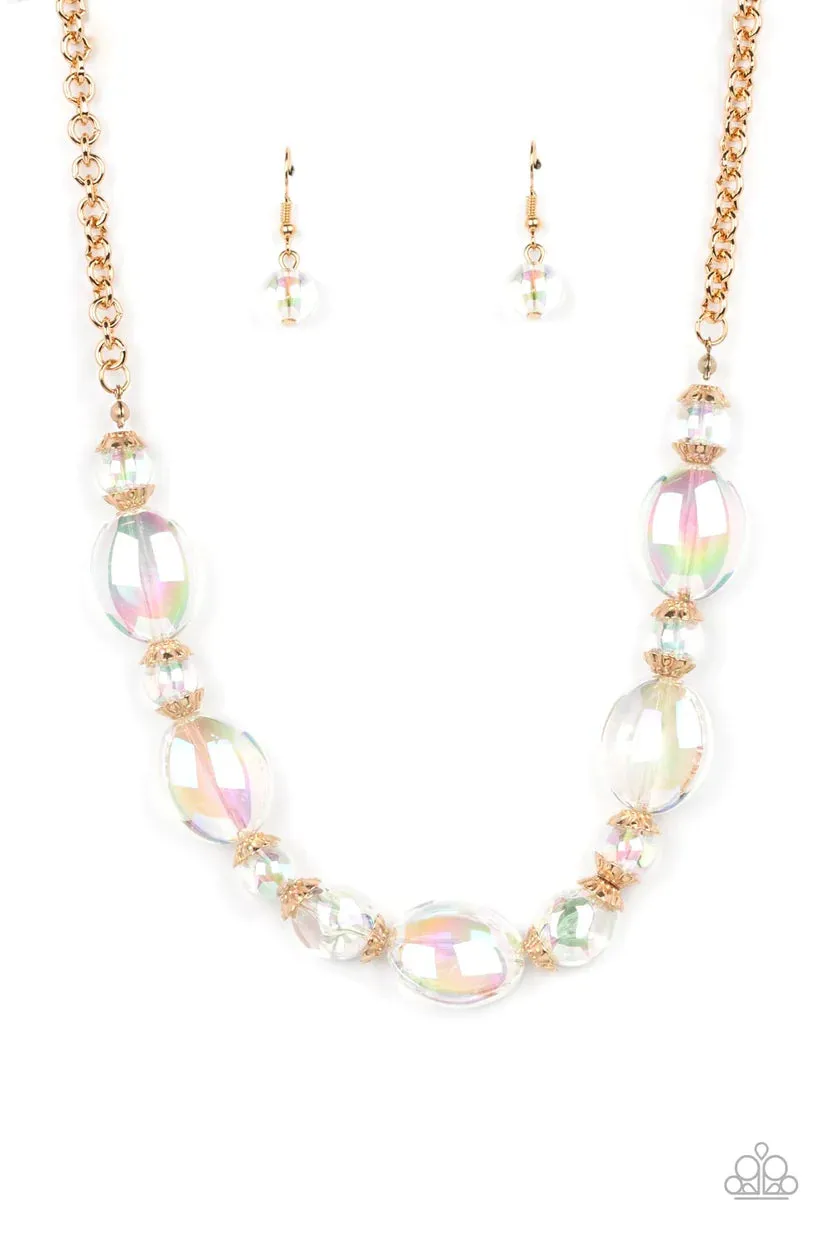 Paparazzi Prismatic Magic Gold Necklace & Earring Set