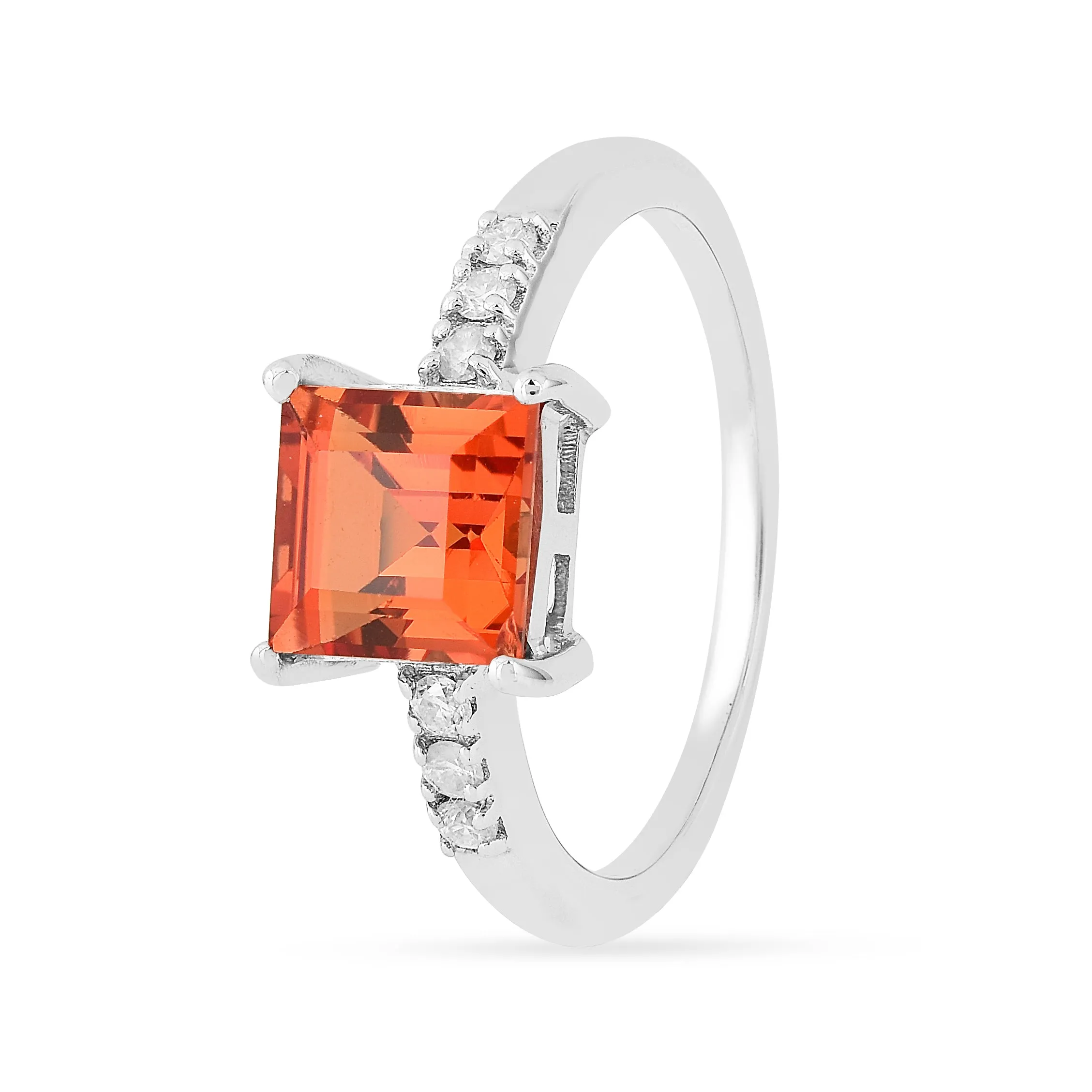 Peach Sapphire Square Ring