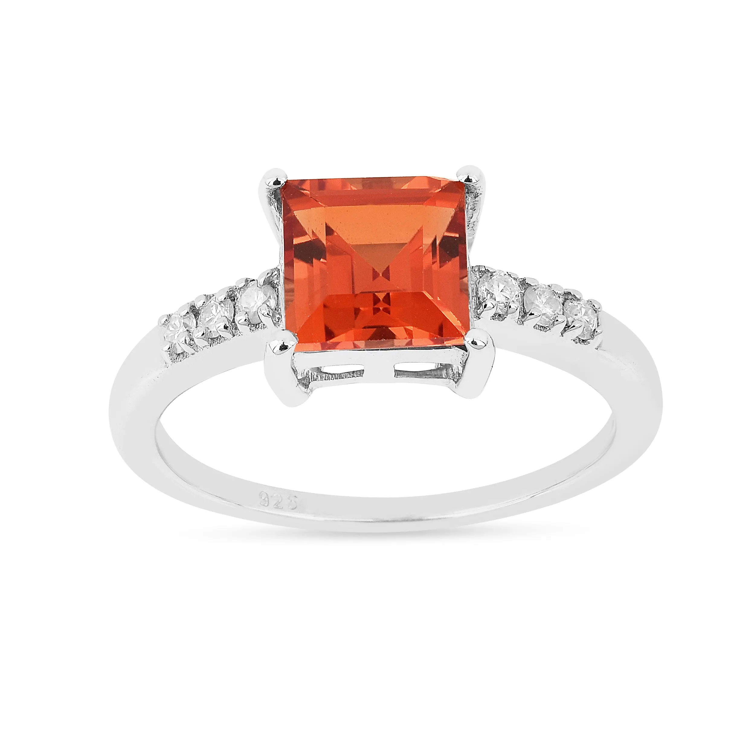 Peach Sapphire Square Ring