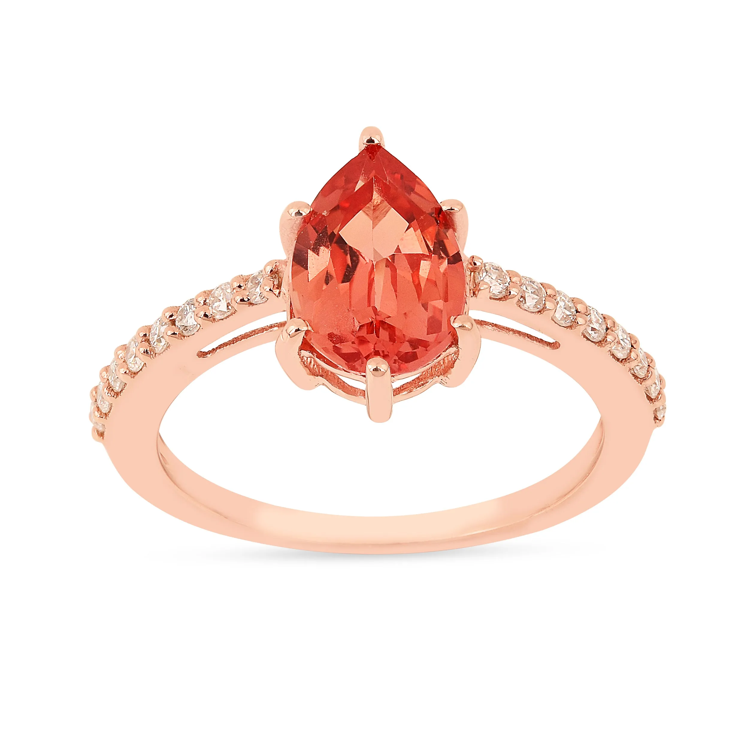 Peach Sapphire Teardrop Ring