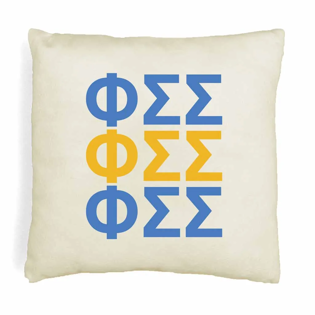 Phi Sigma Sigma Throw Pillow Cover with Greek Letters