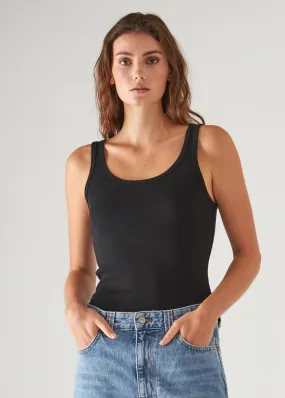 PIMA COTTON STRETCH SCOOP TANK (BLACK) - PATRICK ASSARAF