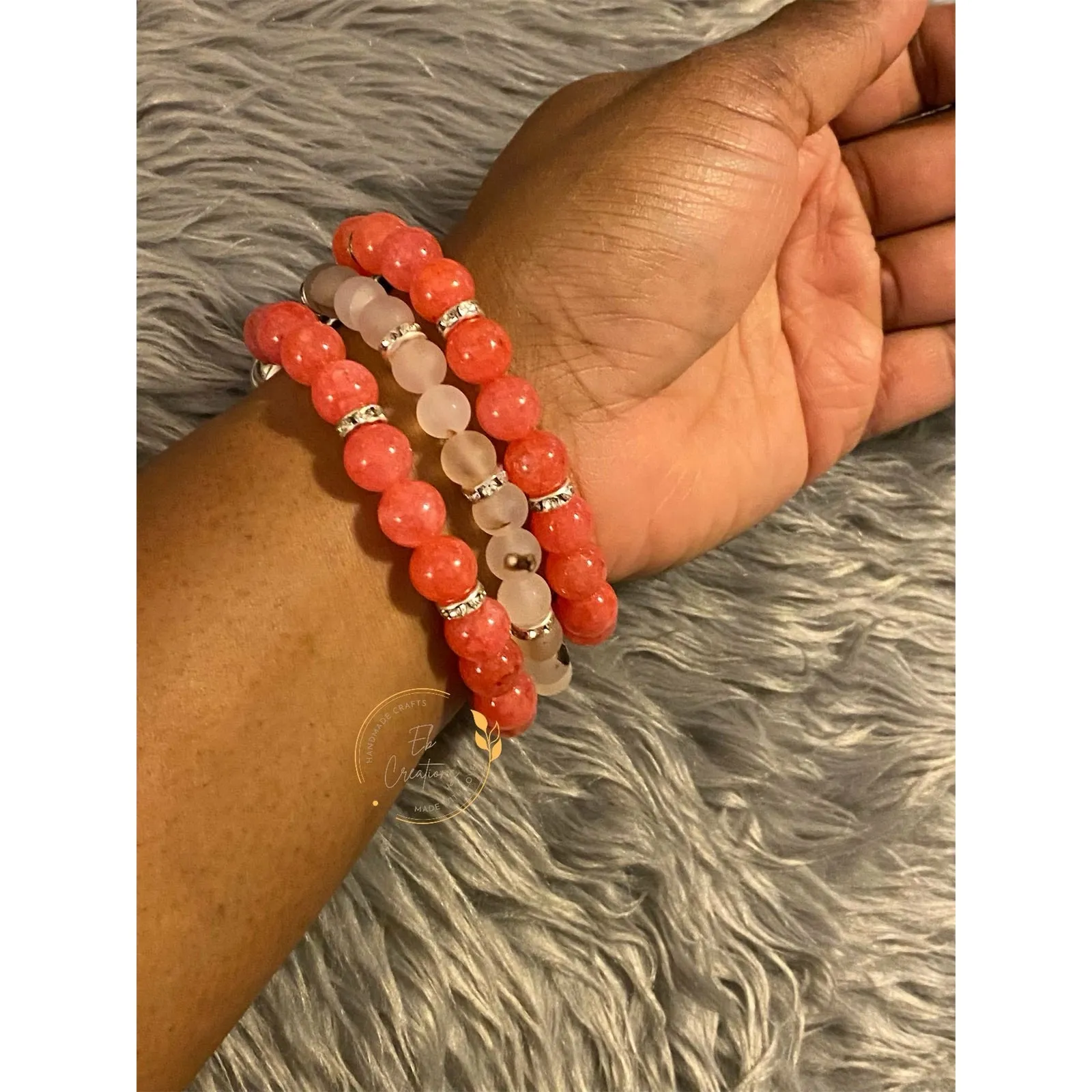 Pink & White Howlite Spun Apple Watch Beaded Bracelet | Jewelry | Charm Bracelet