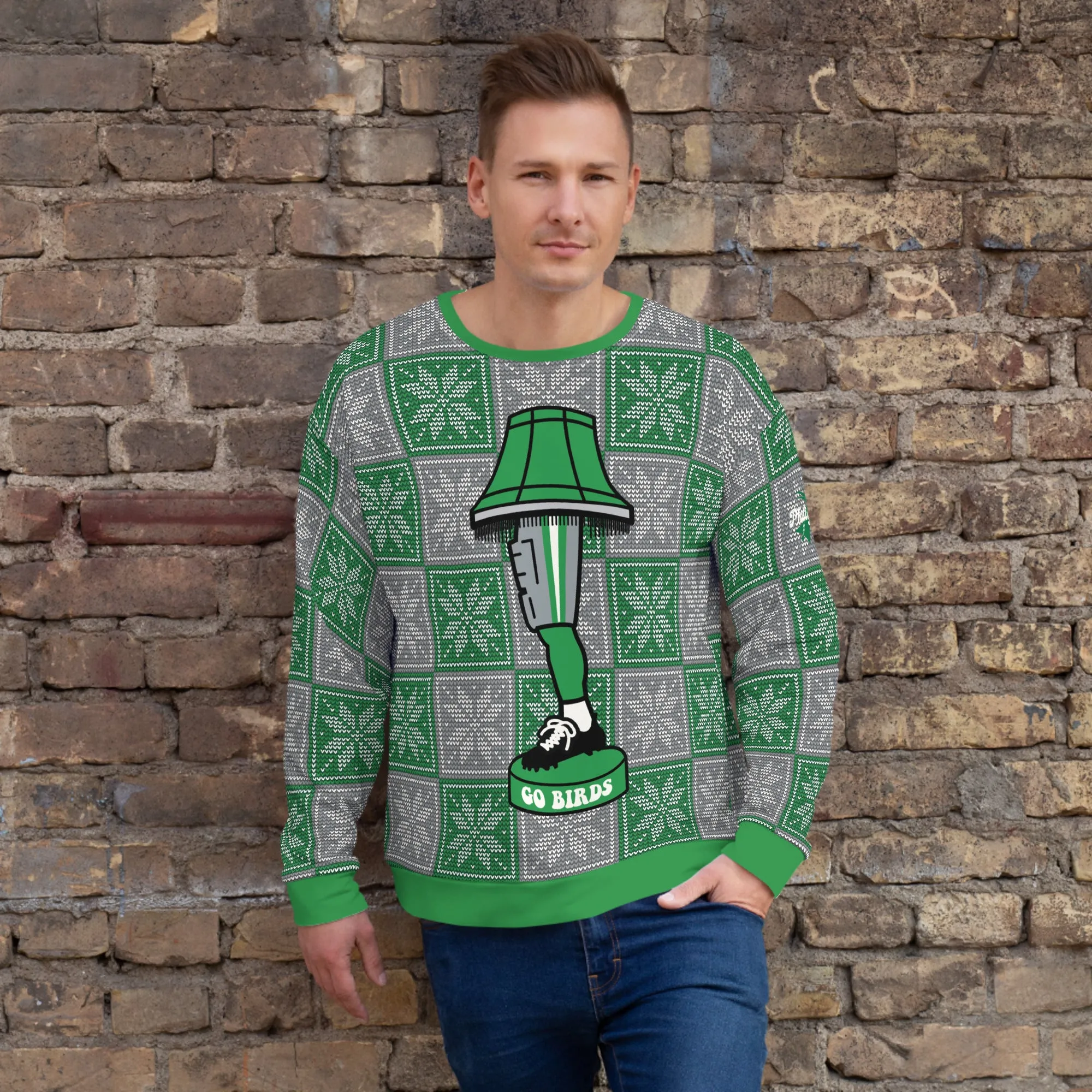 "Birds Leg Lamp" All-Over Ugly Christmas Sweatshirt