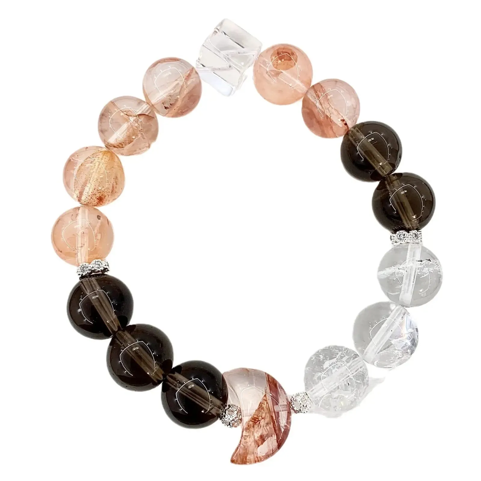 Red Hematoid Quartz & Smoky Quartz Bracelet