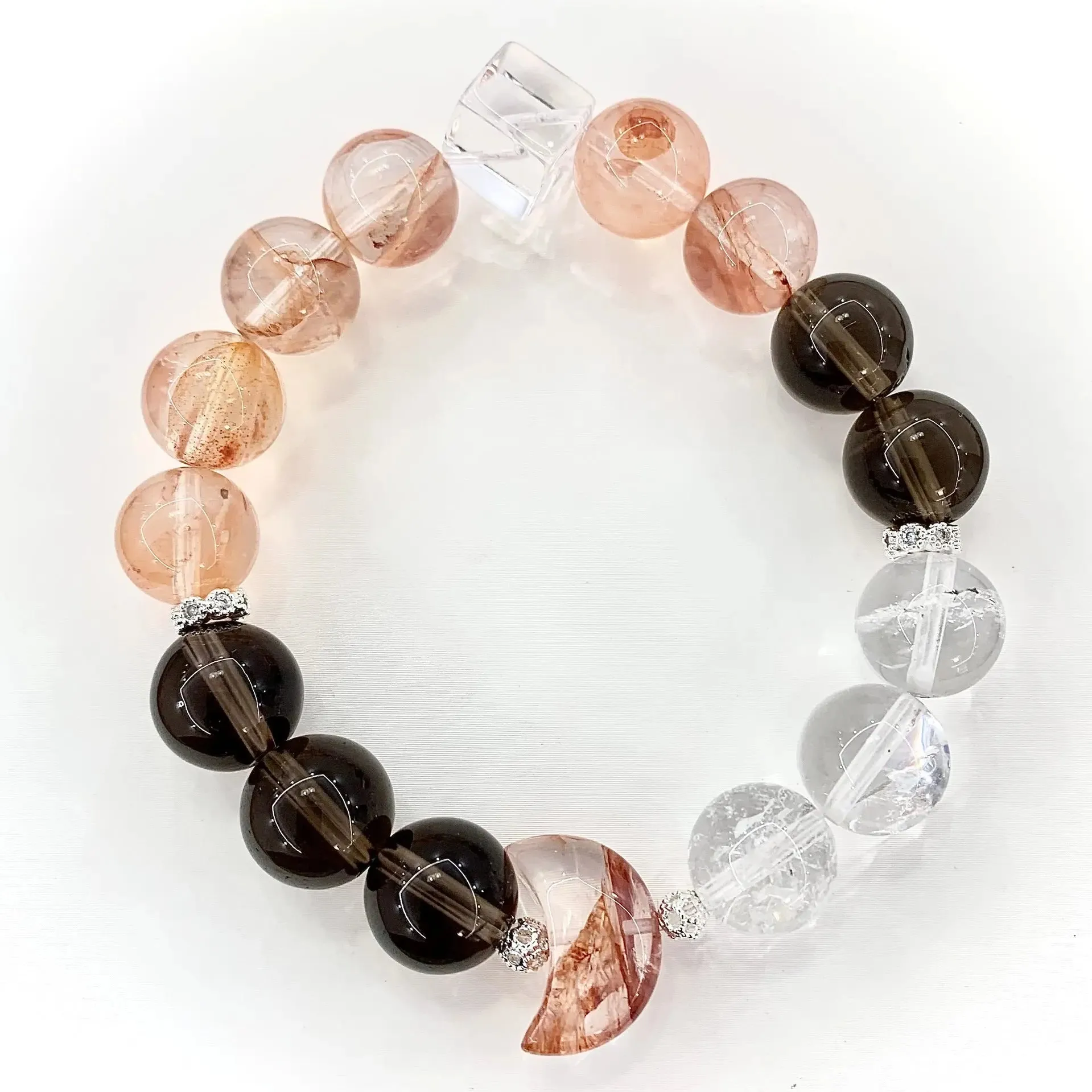 Red Hematoid Quartz & Smoky Quartz Bracelet