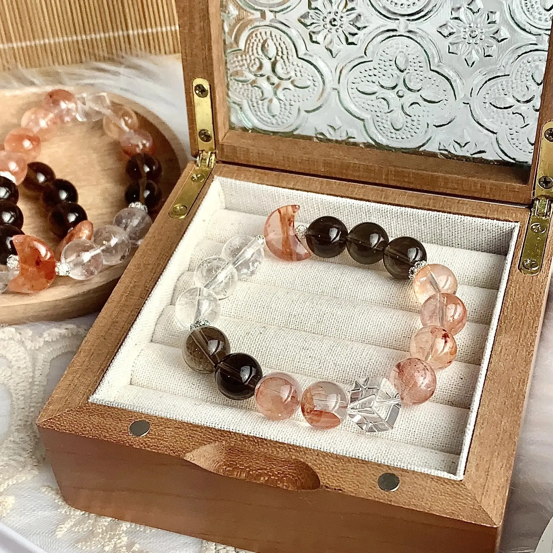 Red Hematoid Quartz & Smoky Quartz Bracelet