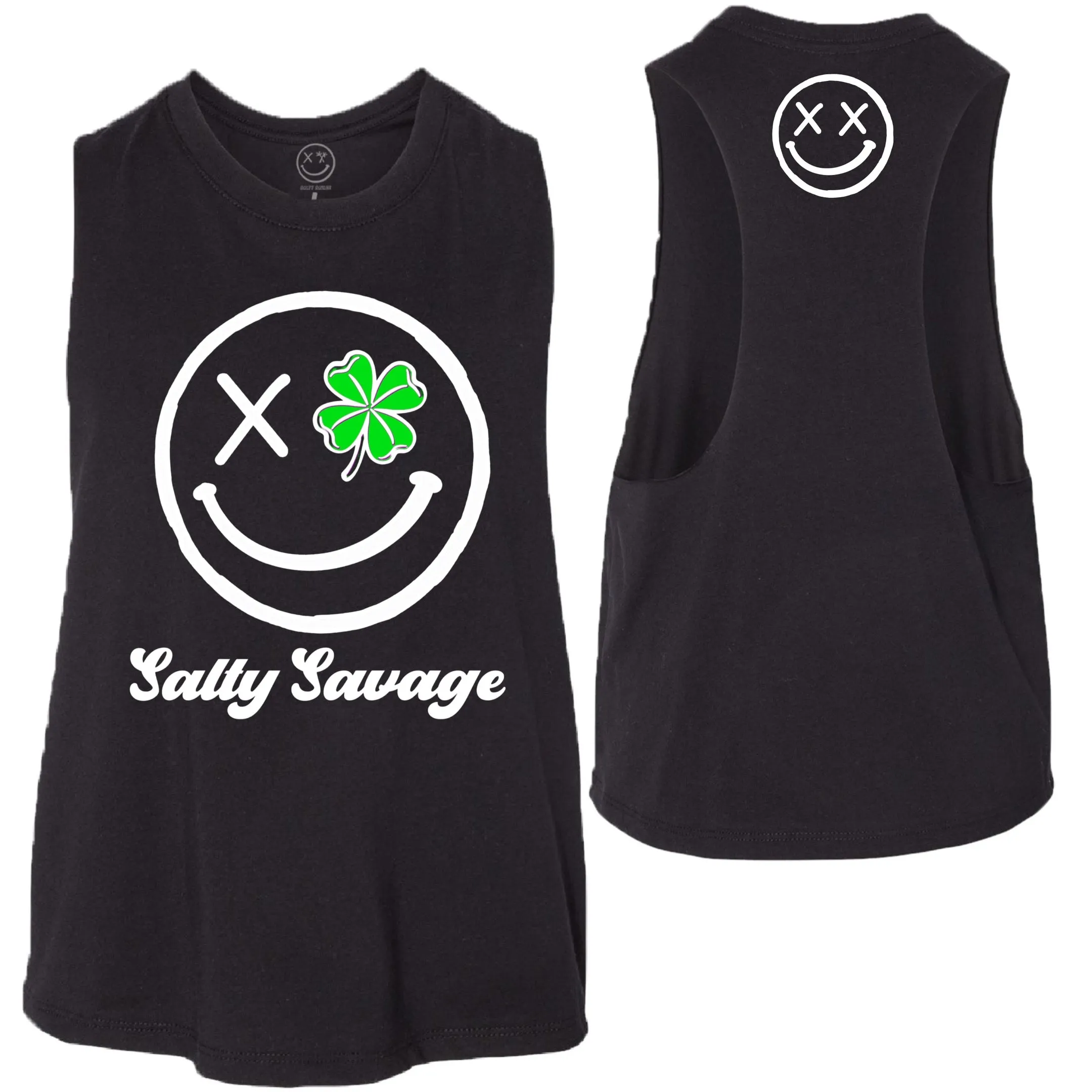 Salty Savage Ladies "Clover Eye" Flowy Crop Tank | St. Patrick's Day Edition