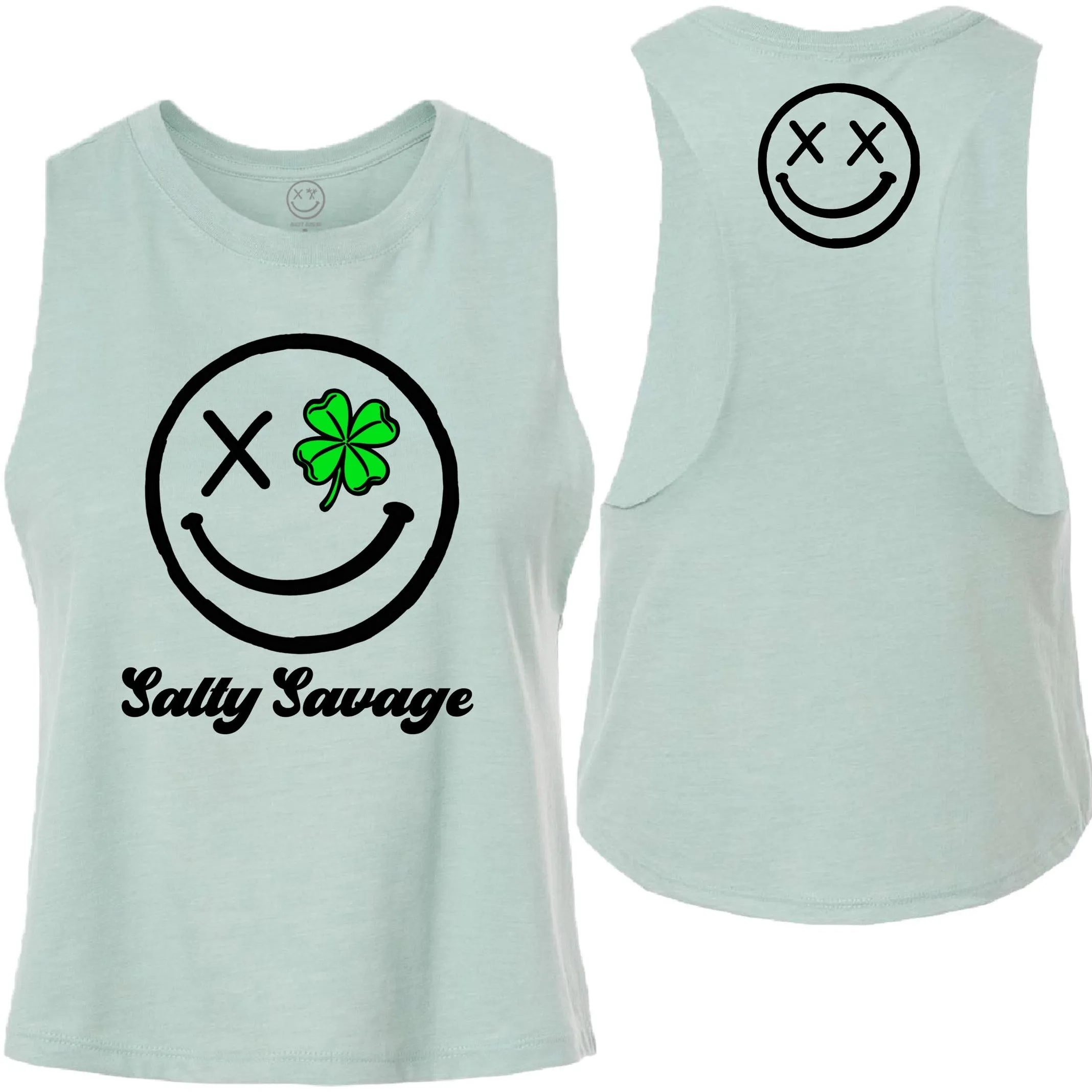 Salty Savage Ladies "Clover Eye" Flowy Crop Tank | St. Patrick's Day Edition