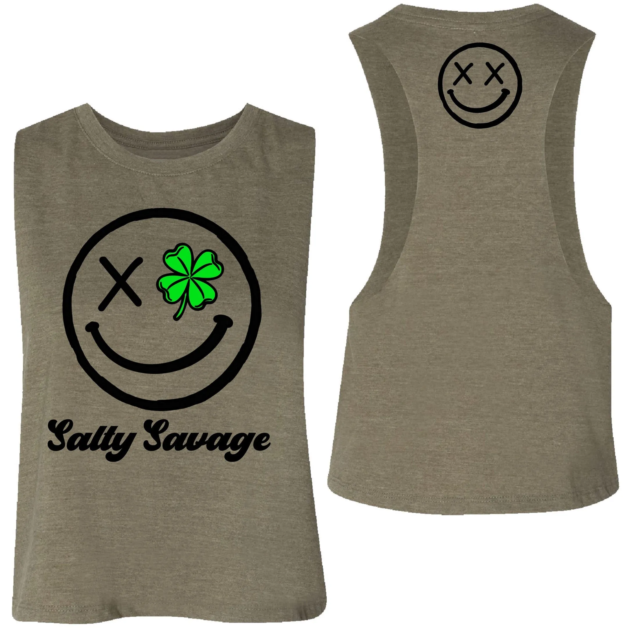 Salty Savage Ladies "Clover Eye" Flowy Crop Tank | St. Patrick's Day Edition