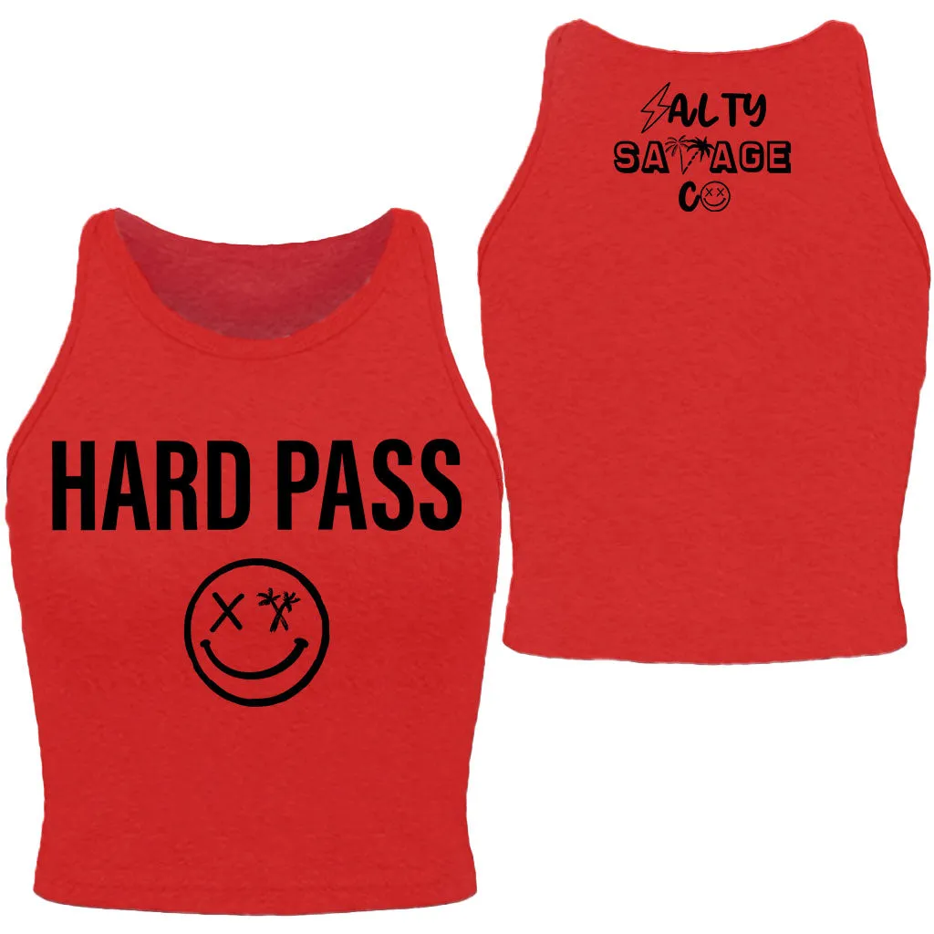 Salty Savage Ladies "HARD PASS" High Neck Sleeveless Crop Tank