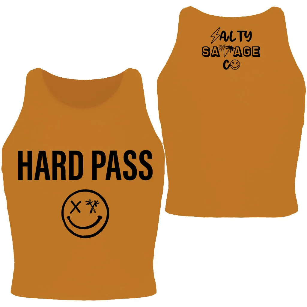 Salty Savage Ladies "HARD PASS" High Neck Sleeveless Crop Tank