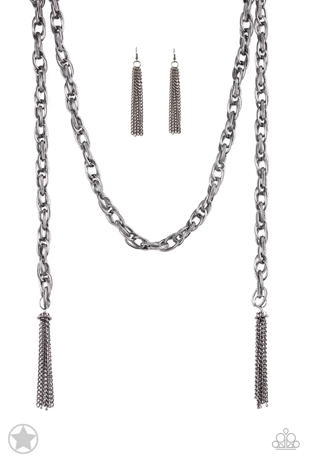 SCARFed for Attention - Gunmetal Paparazzi Necklace Blockbuster