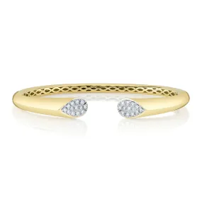 SHY CREATION 14K YELLOW AND WHITE GOLD DIAMOND PAVE BANGLE BRACELET - 0.54CTW