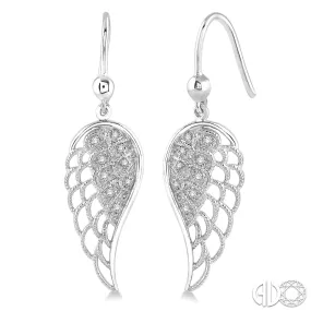 Silver and Diamond Angel Wings Earrings