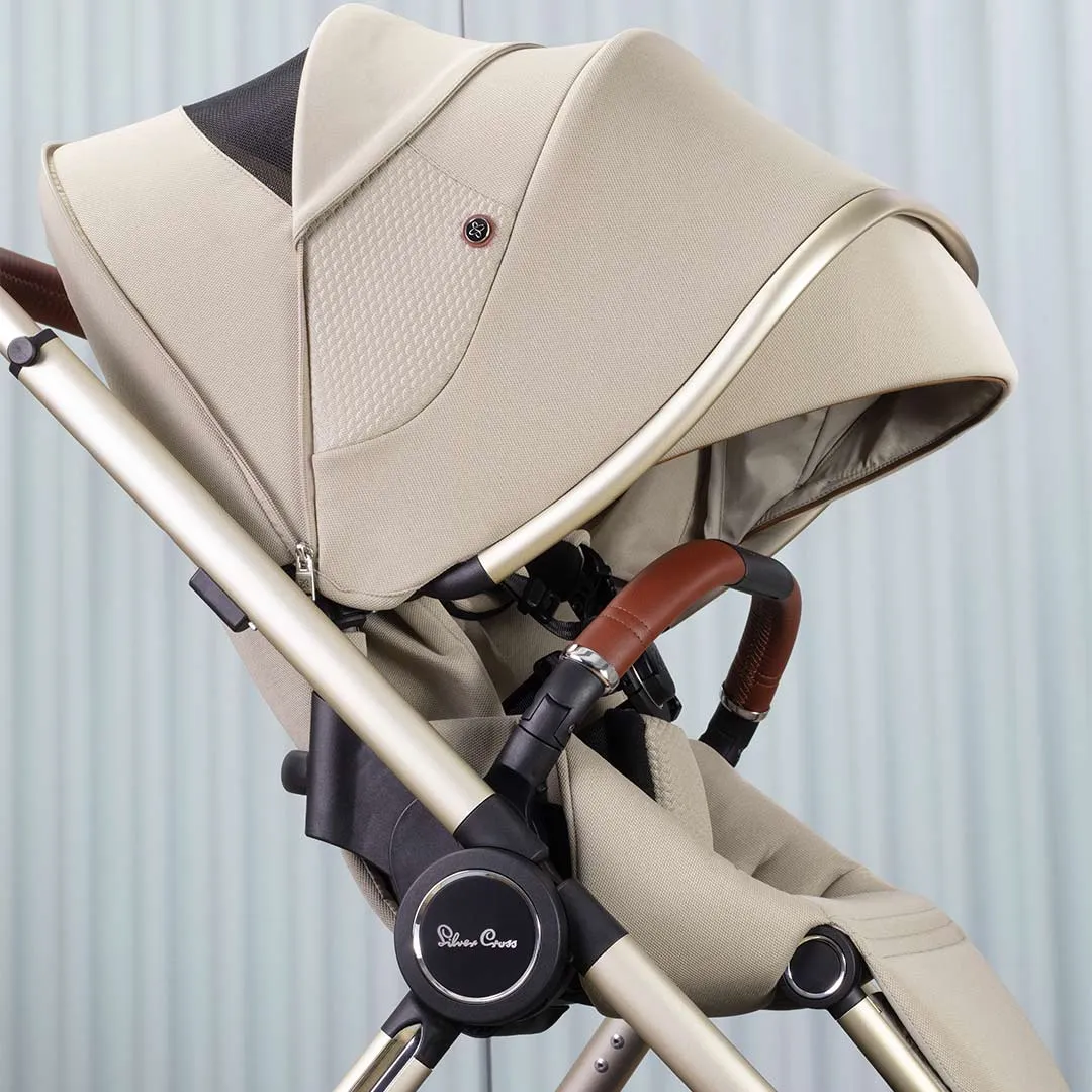 Silver Cross Dune with First Bed Folding Carrycot and Ultimate Pack - Stone