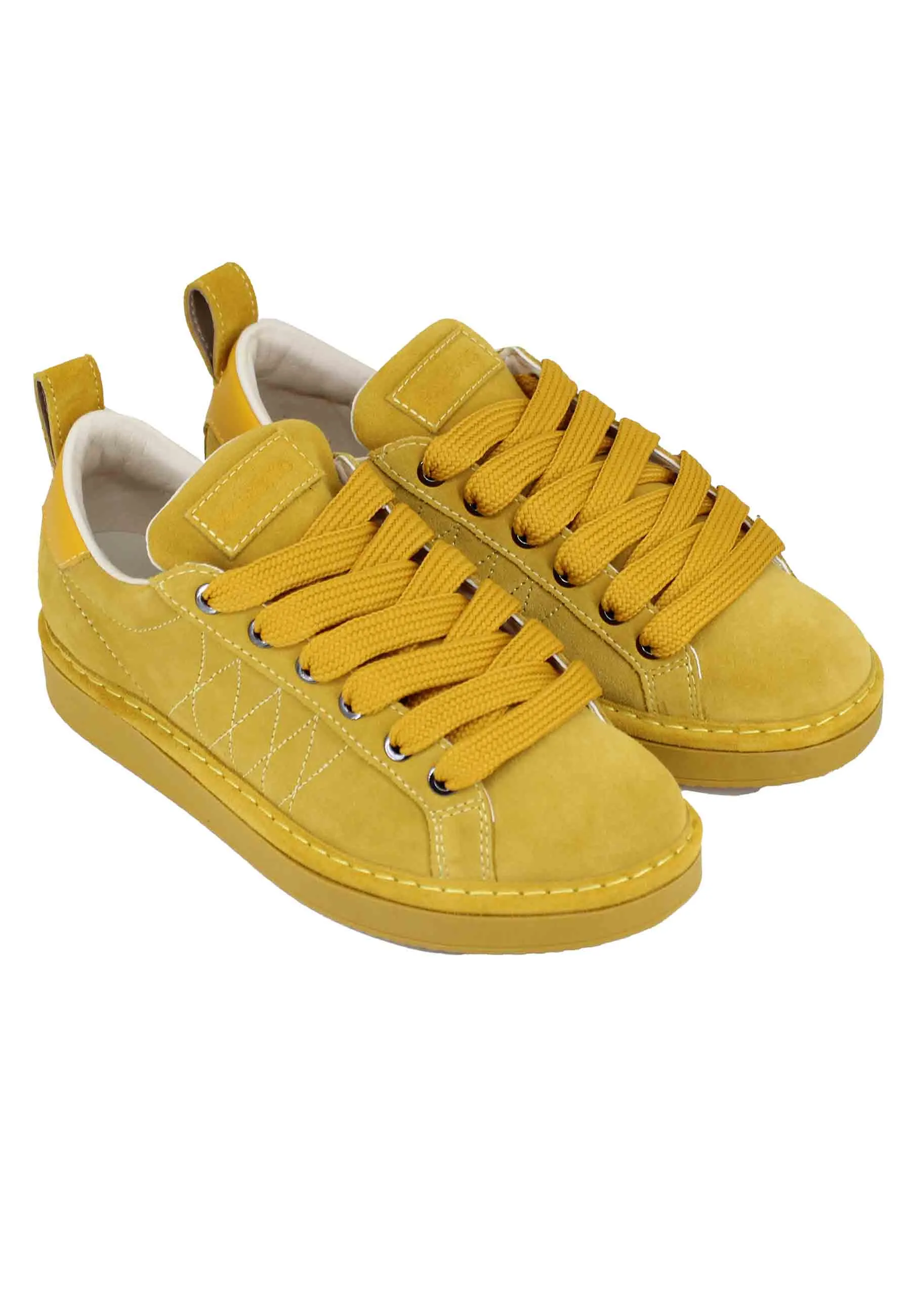 Sneakers donna in eco camoscio giallo