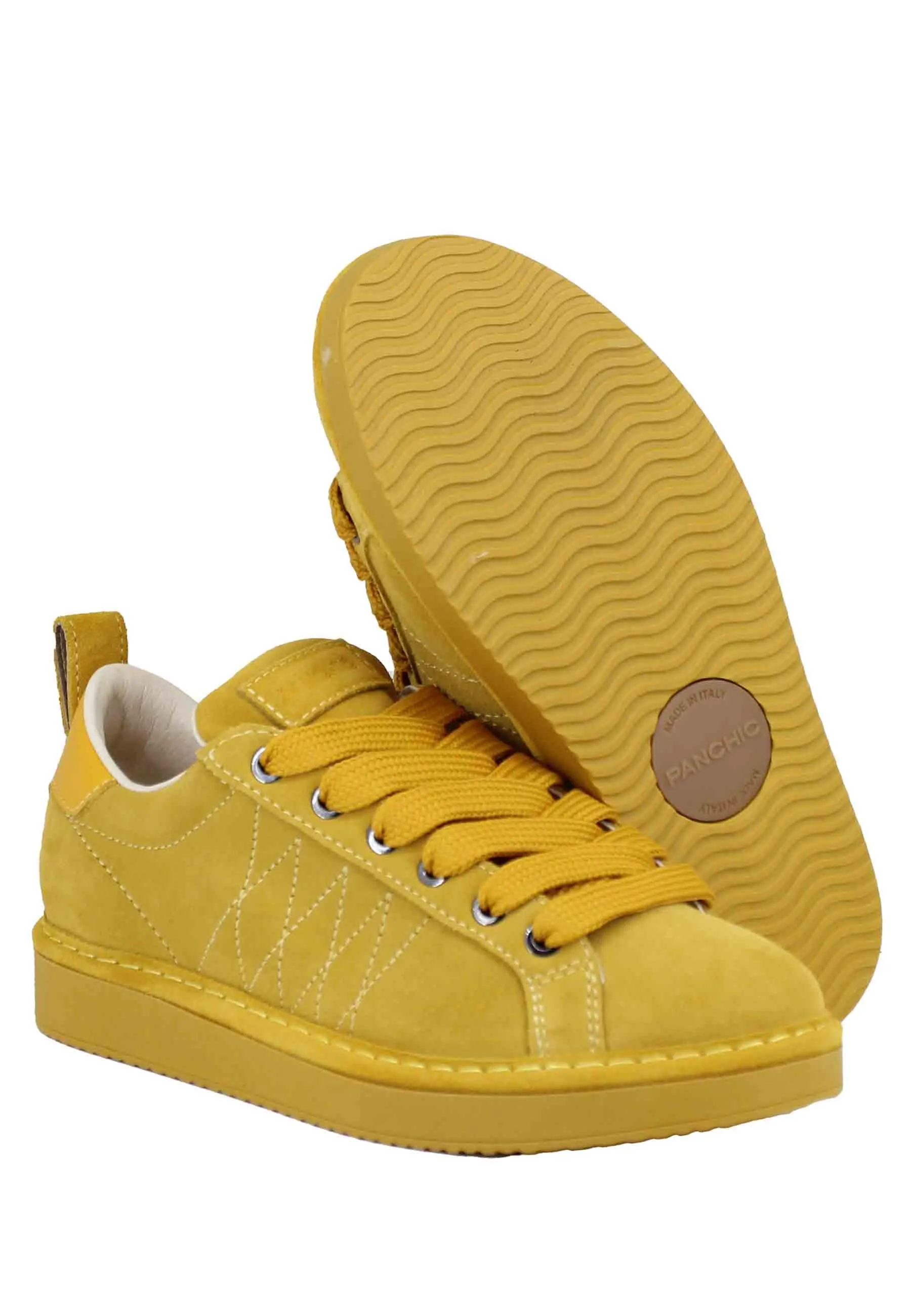 Sneakers donna in eco camoscio giallo