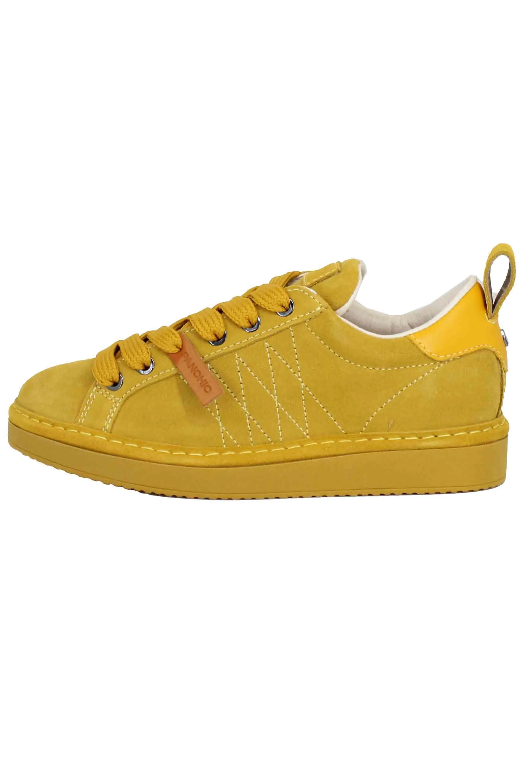 Sneakers donna in eco camoscio giallo