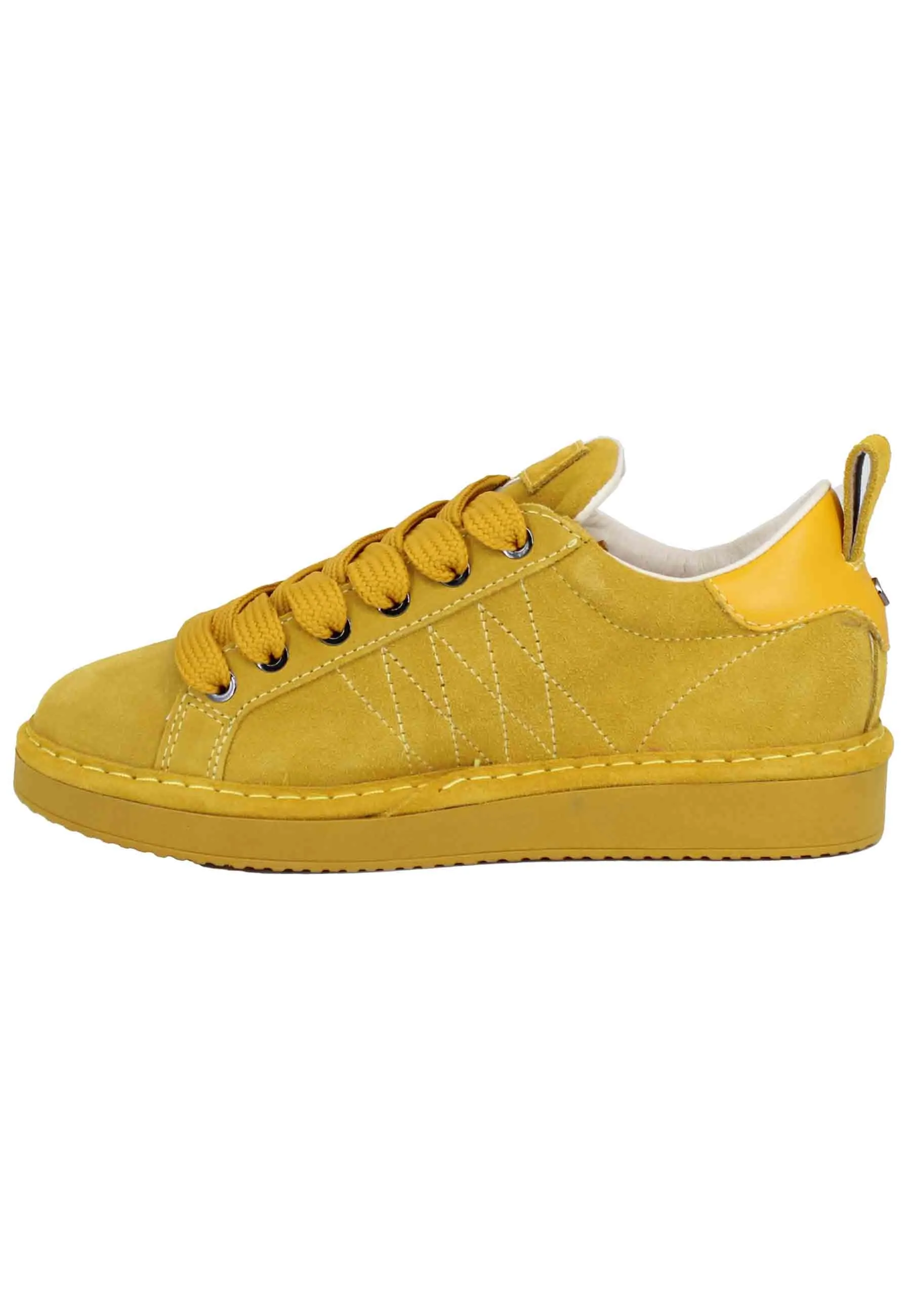 Sneakers donna in eco camoscio giallo