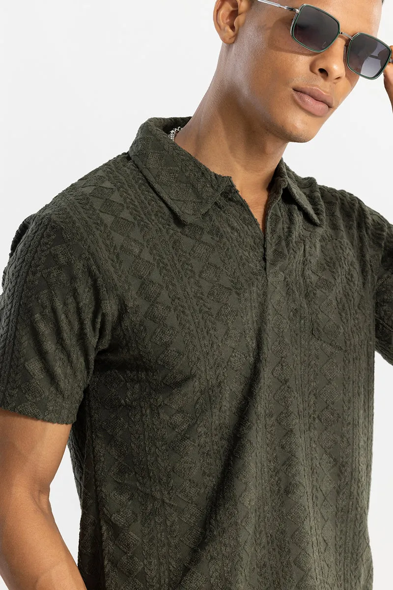 Square Diamond Olive Polo T-Shirt