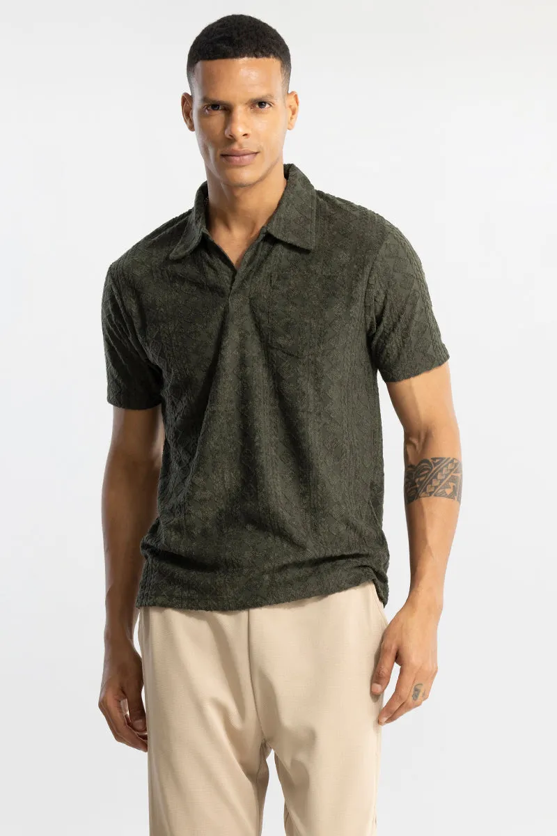 Square Diamond Olive Polo T-Shirt