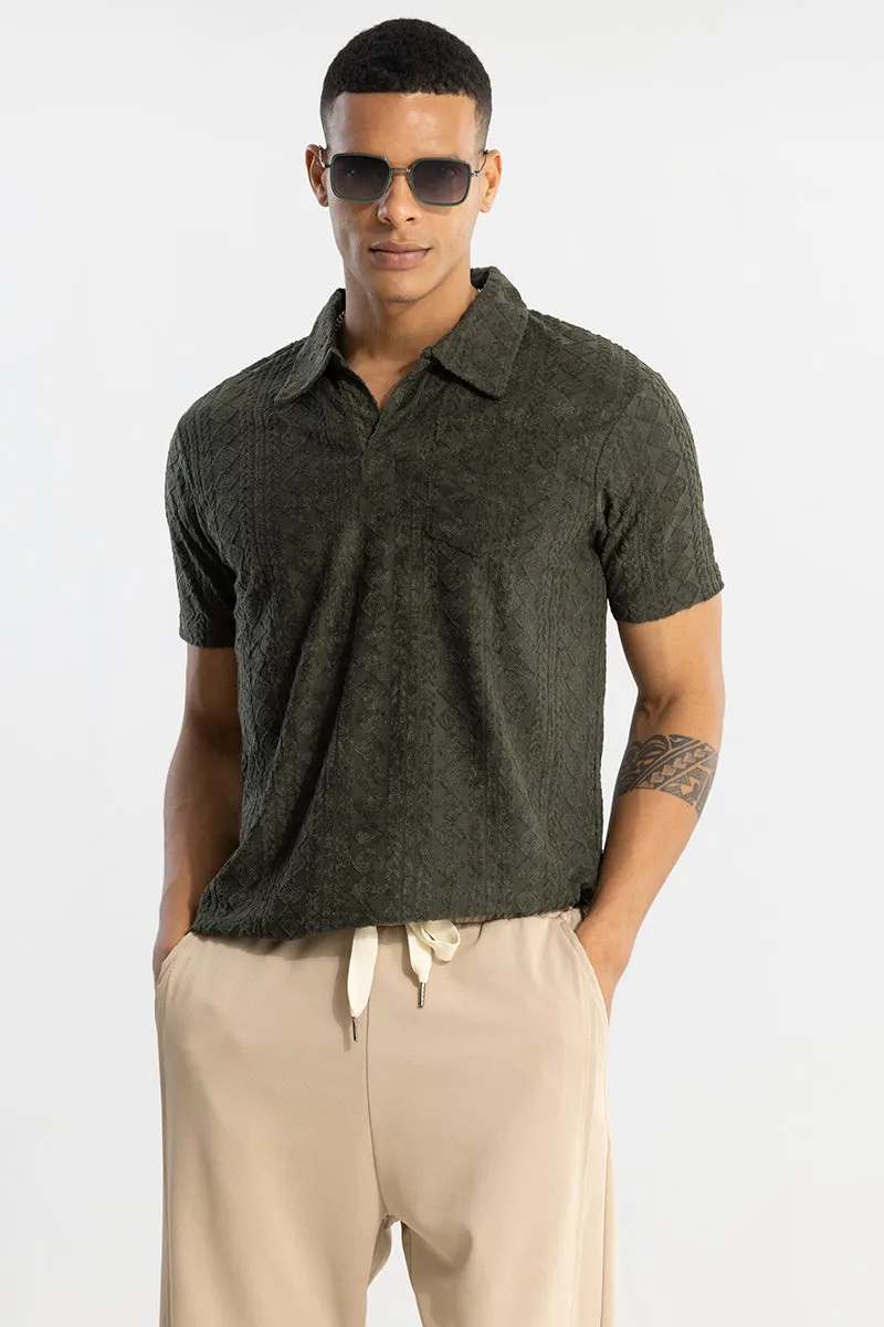 Square Diamond Olive Polo T-Shirt