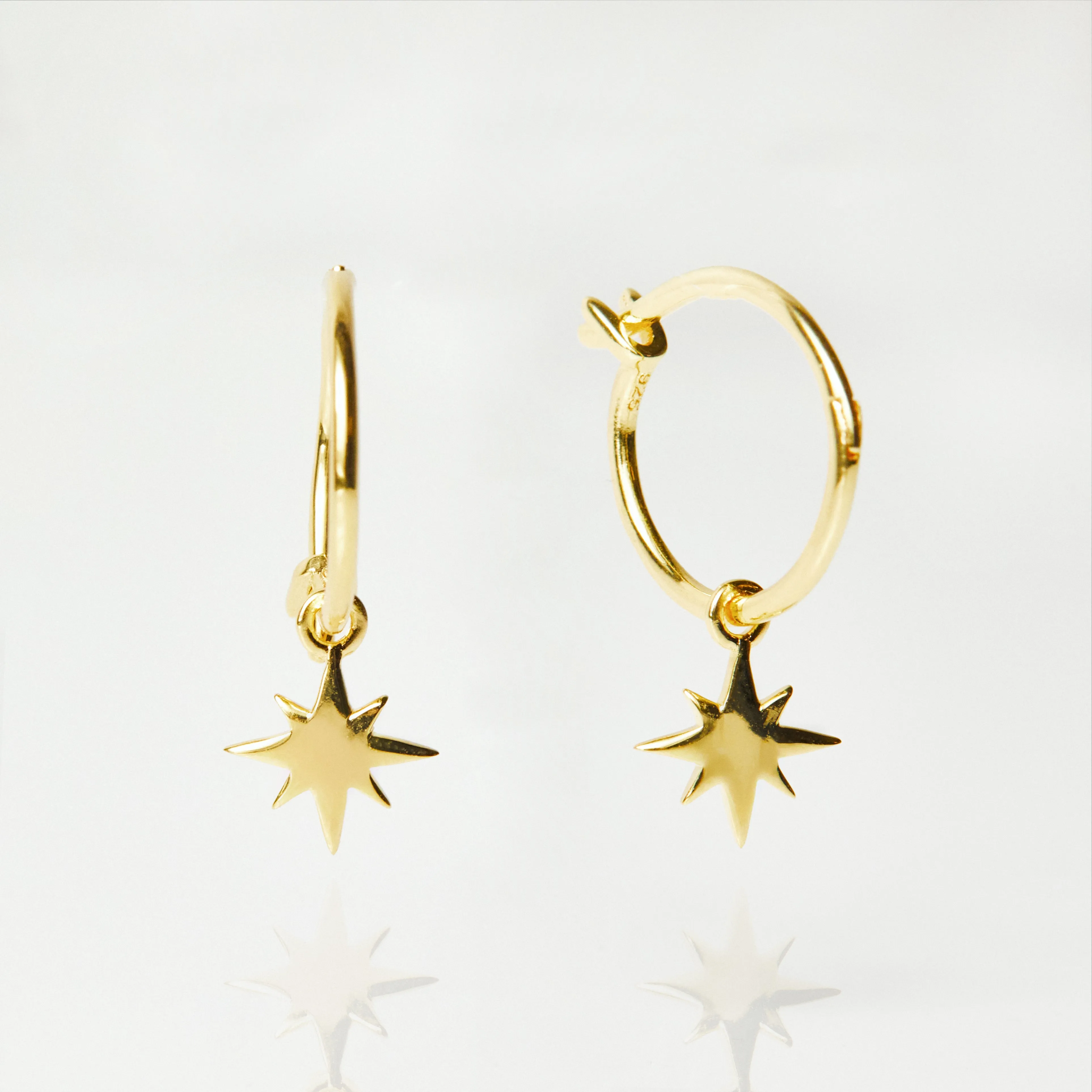 Star Charm Hoops In Gold Vermeil