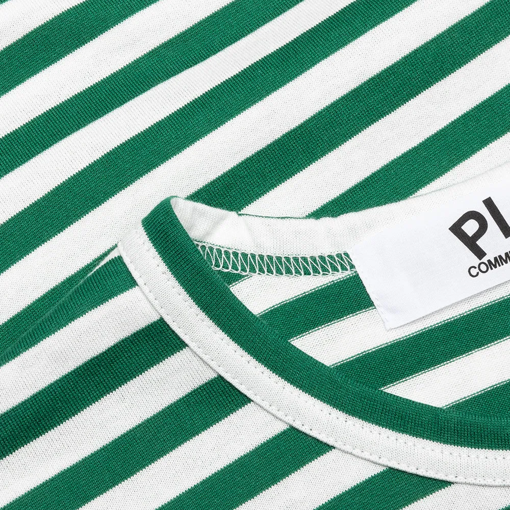 Striped Big Heart L/S T-Shirt - Green/White