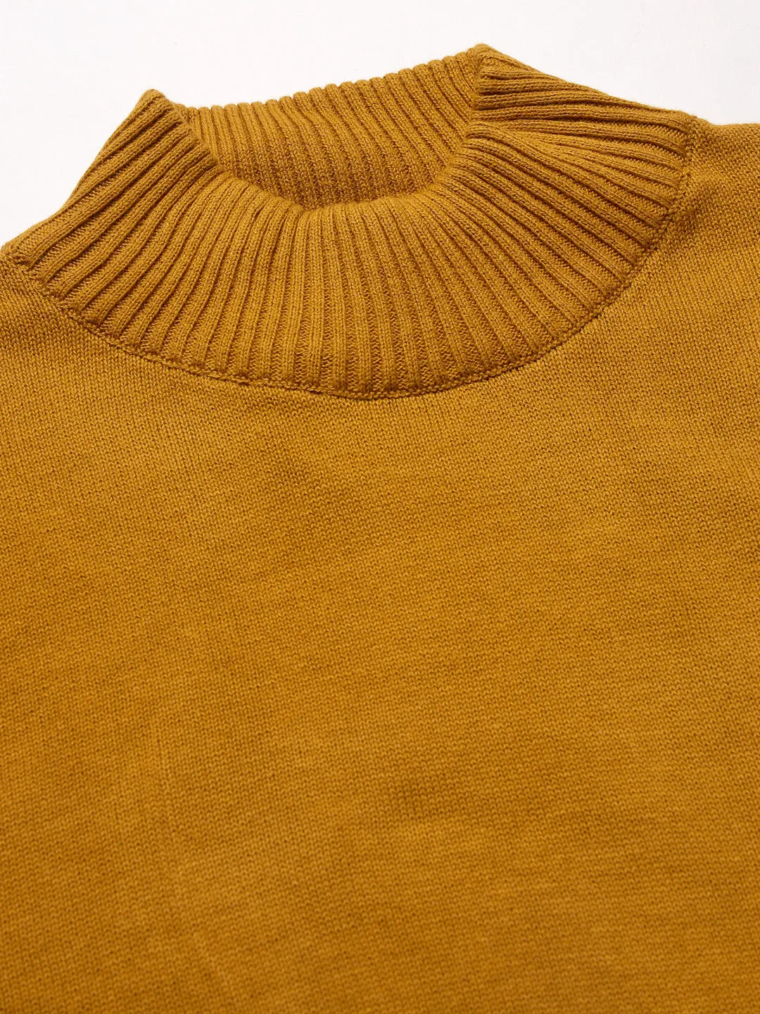 Style Quotient Men Solid Brown Knitted Regular Sweater