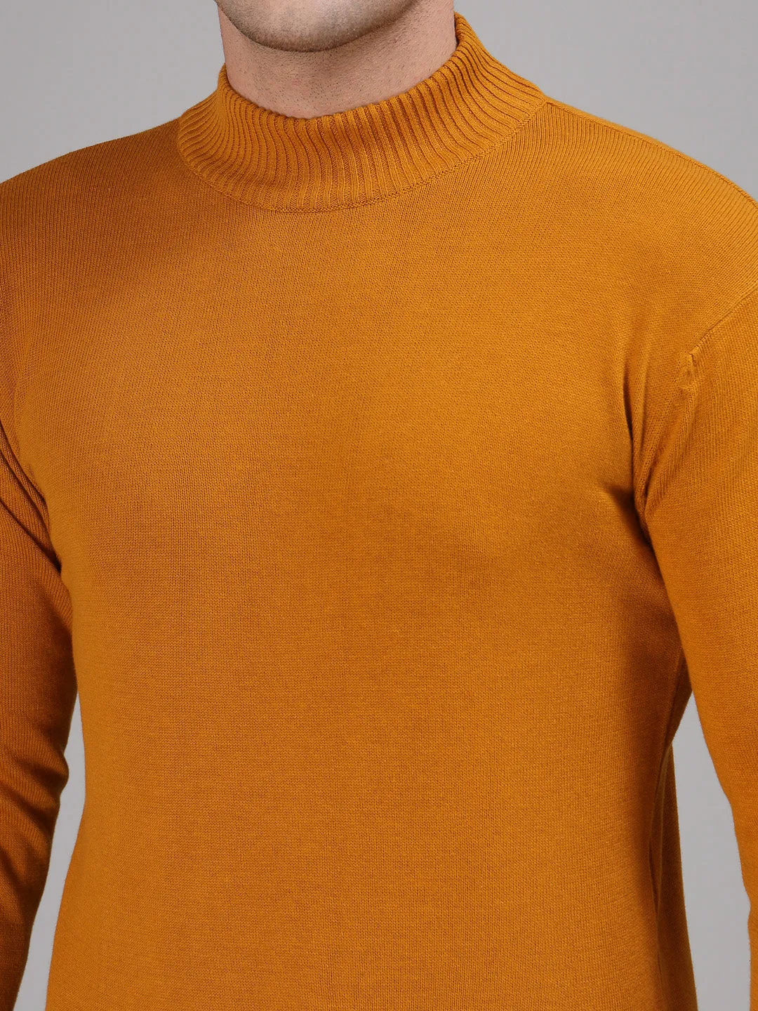 Style Quotient Men Solid Brown Knitted Regular Sweater