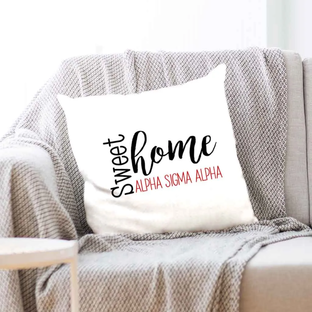 Sweet Home Alpha Sigma Alpha Throw Pillow Cover for Sorority Room Decor