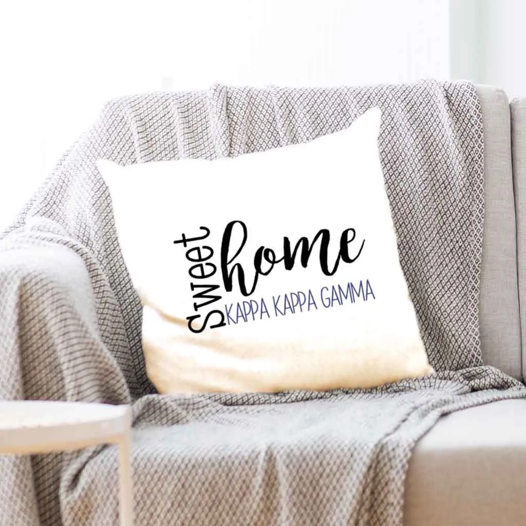 Sweet Home Kappa Kappa Gamma Throw Pillow Cover for Sorority Room Decor