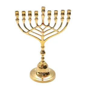 Temple Menorah Hanukkiah Gold Plated Candle Holder Israel